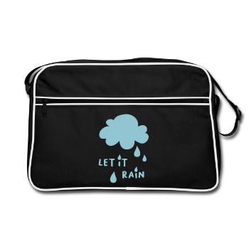 Let it Rain Wolke coole Sprüche Kinder Regen Drops - Retro Tasche - Schwarz/Weiß - Vorne