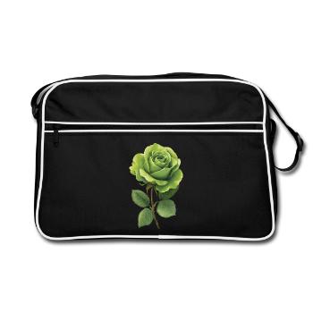 Grüne Rose - Retro Tasche - Schwarz/Weiß - Vorne