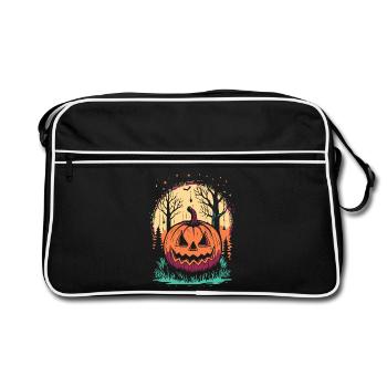 Citrouille d'Halloween en forêt - Sac Retro - noir/blanc - Devant