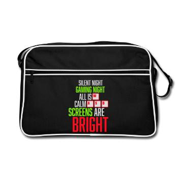 Silent Night Gaming Night All Calm Screens Bright - Retro Bag - black/white - Front