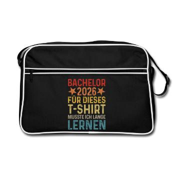 Bachelor 2026 Abschluss T-Shirt - Retro Tasche - Schwarz/Weiß - Vorne