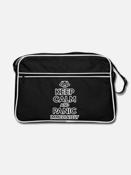 Keep Calm And Panic - Funny Sarcastic - Retro Bag - black/white - Front