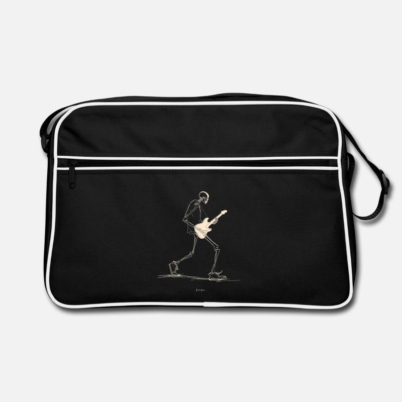 Skelett-Gitarrist mit E-Gitarre - Retro Tasche - Schwarz/Weiß