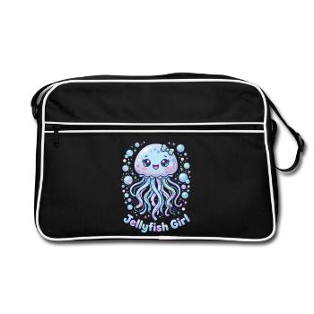 Kawaii Quallenmädchen ästhetische Frauen - Retro Tasche - Schwarz/Weiß - Vorne