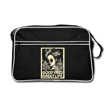Vibes great Life tattoo - Retro Bag - black/white - Front