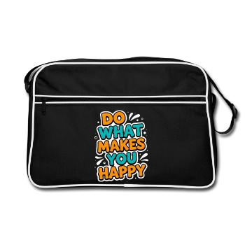 Do What Makes You Happy – Motivational T-Shirt - Retro Bag - black/white - Front