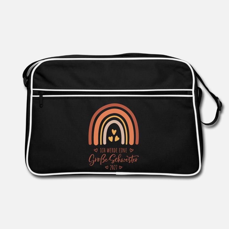 Ich werde eine Große Schwester 2027 Regenbogen Retro Tasche