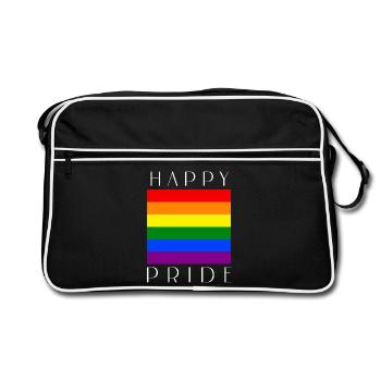 FIERTÉ HEUREUSE Rainbow LGBTQIA+ - Sac Retro - noir/blanc - Devant