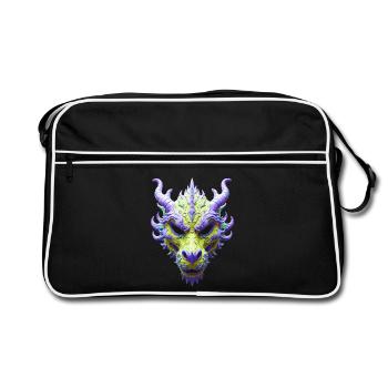 Aurora Green Dragon Mask - Retro Bag - black/white - Front
