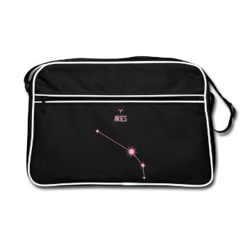 Aries Zodiac Sign Star Constellation Pastel Pink - Retro Bag - black/white - Front