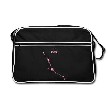 Stier-Sternzeichen Sternbild Pastellrosa - Retro Tasche - Schwarz/Weiß - Vorne