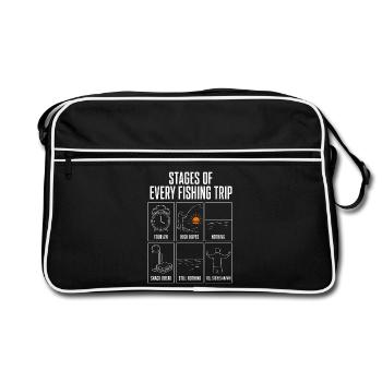 Étapes de chaque sortie de pêche : motif drôle de pêcheur - Sac Retro - noir/blanc - Devant