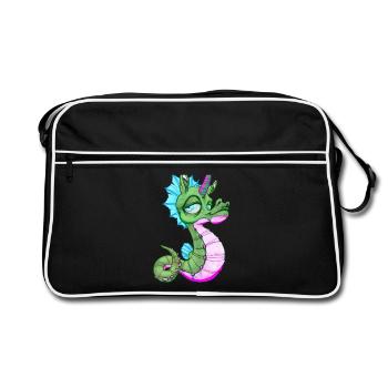 Süßes Seepferd Einhorn Seepferdchen Geschenkidee - Retro Tasche - Schwarz/Weiß - Vorne