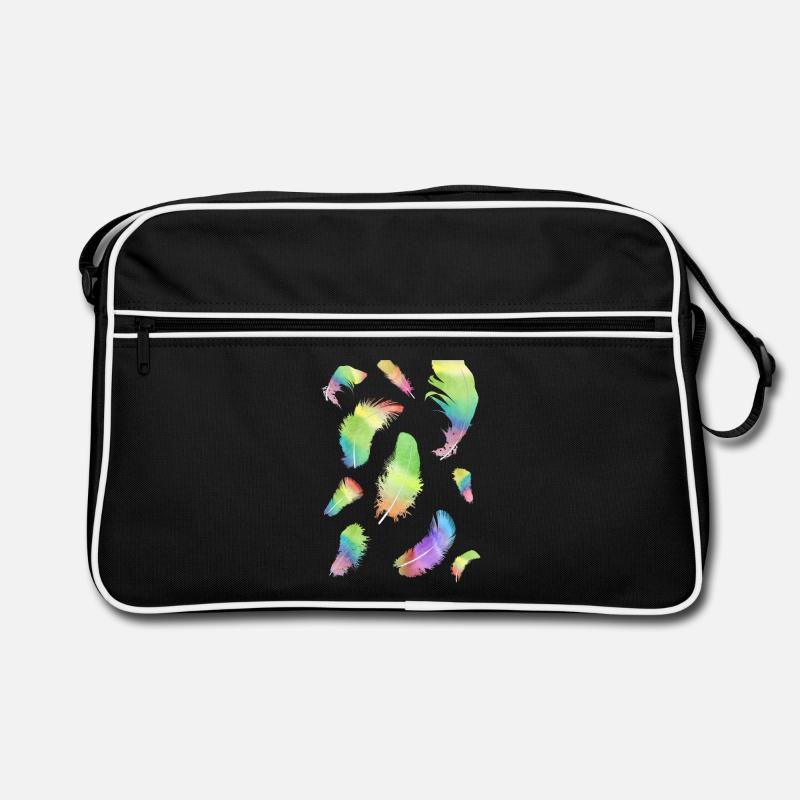 Feathers Rainbow vintage style gift idea Retro Bag