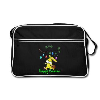 Pâques, Joyeuses Pâques, Lapin de Pâques, joyeuses Pâques - Sac Retro - noir/blanc - Devant