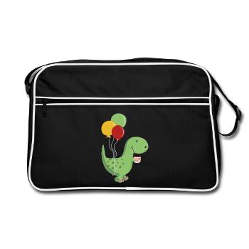 Joyeux anniversaire garçon d'anniversaire T Rex Dinosaur - Sac Retro - noir/blanc - Devant
