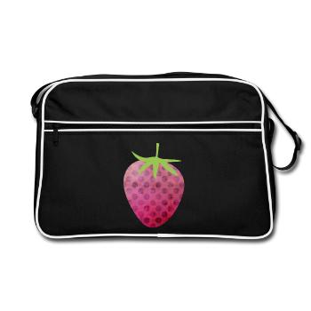 Strawberry Spring Pattern Fruit Spring Pink Fruit - Retro Bag - black/white - Front