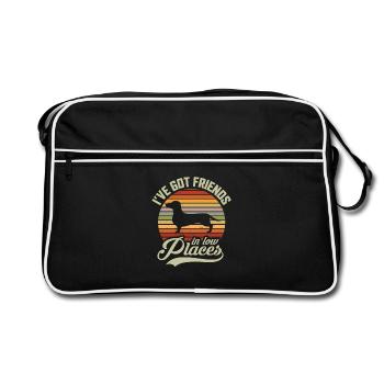 J’ai des amis dans des endroits bas, teckel Wiener - Sac Retro - noir/blanc - Devant