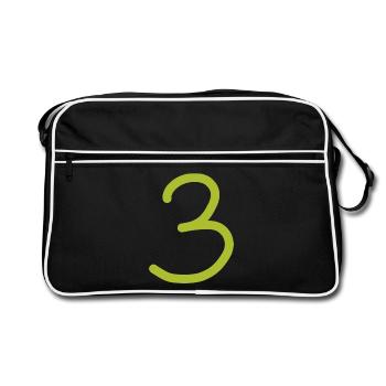 3 Number three number green birthday - Retro Bag - black/white - Front