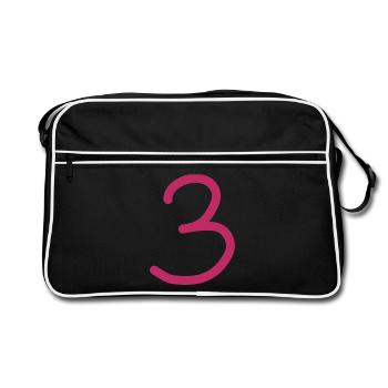 3 Number three number birthday - Retro Bag - black/white - Front