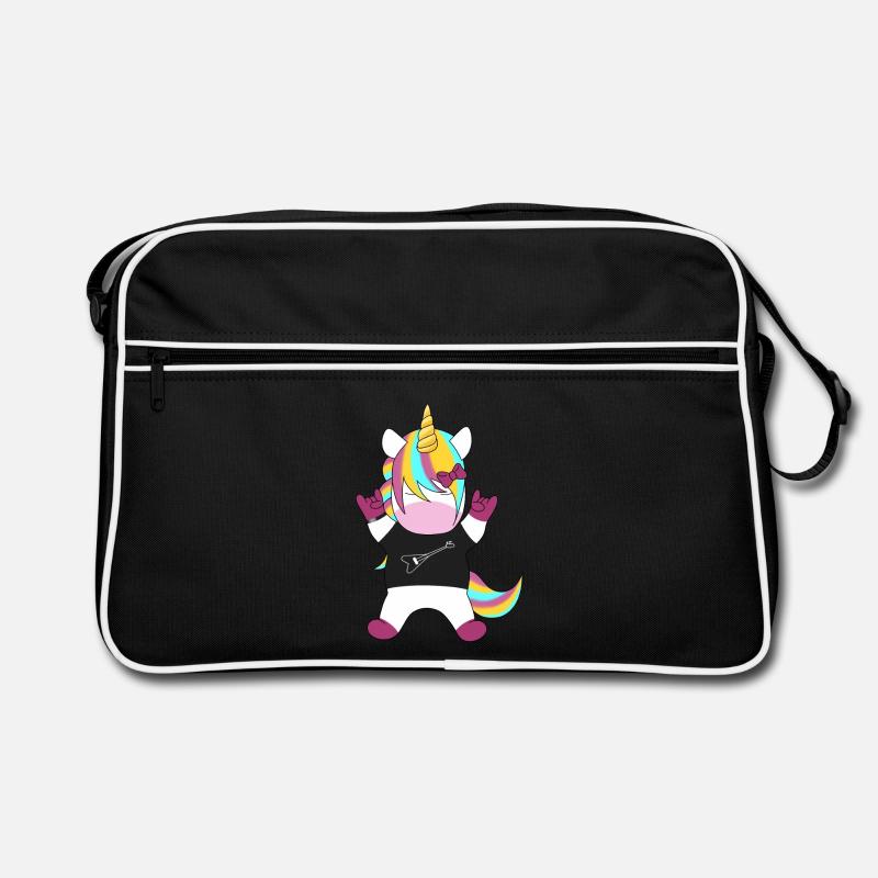 Regenbogen-Einhorn Rocker Retro Tasche