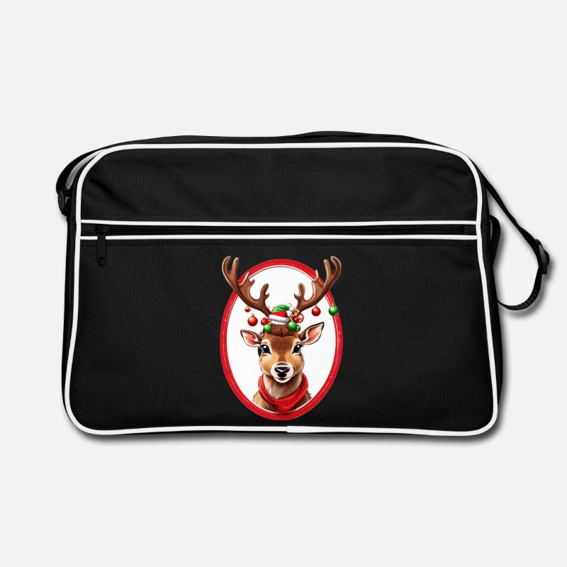 Rentier mit Weihnachtskugeln Retro Tasche