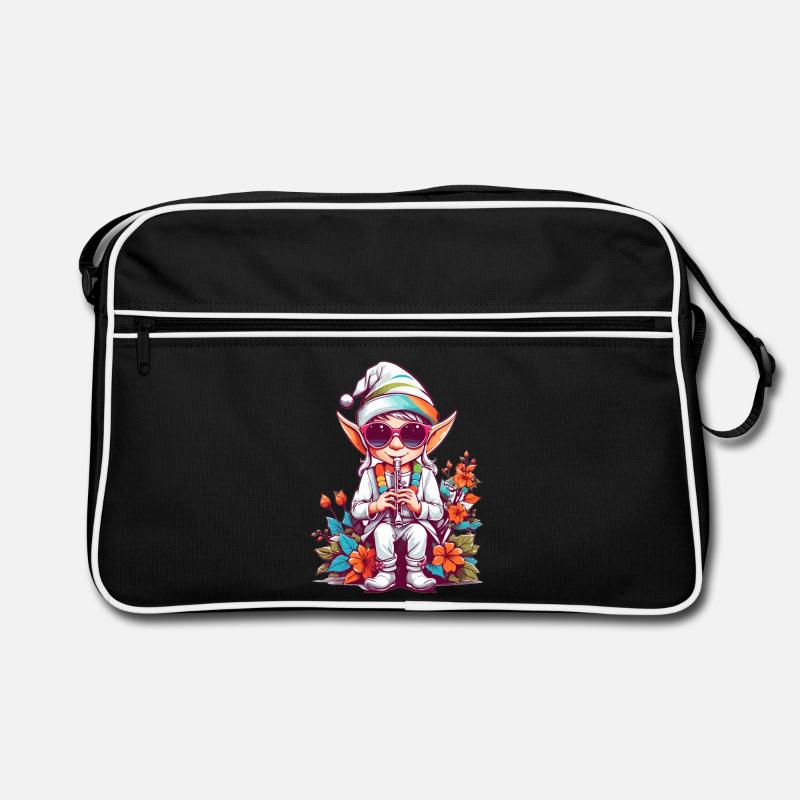 Elfe mit Flöte Retro Tasche