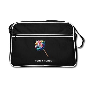 Buntes Hobby Horse Horsing - Retro Tasche - Schwarz/Weiß - Vorne