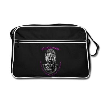 Schildmaid - nordische Wikinger Kriegerin SW - Retro Tasche - Schwarz/Weiß - Vorne