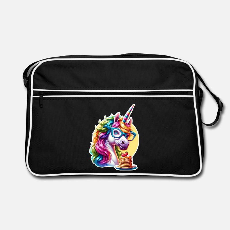 Regenbogen Unicorn mit Brille Retro Tasche