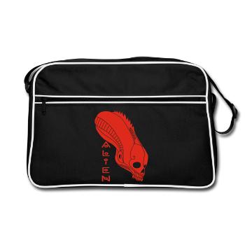 Red Alien Skull - Retro Bag - black/white - Front