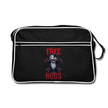 Funny Hugs For Free Horror Dark Cat Humor - Retro Bag - black/white - Front