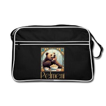 Pelmeni Bear Russian Gift - Retro Bag - black/white - Front