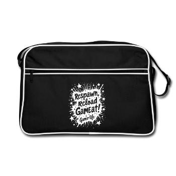 RÉAPPARAÎTRE, RECHARGER, RÉPÉTER. LA VIE DE GAMER - Sac Retro - noir/blanc - Devant