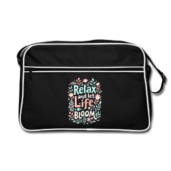 RELAX AND LET LIFE BLOOM - Retro Bag - black/white - Front