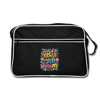 RELAX AND LET LIFE BLOOM - Retro Bag - black/white - Front