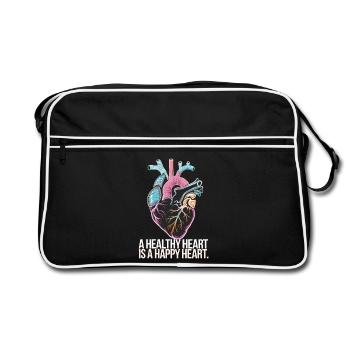 Heart with colorful anatomy and love message - Retro Bag - black/white - Front