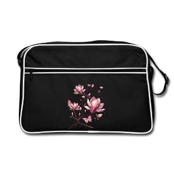 Magnolias et papillons – une beauté délicate - Sac Retro - noir/blanc - Devant