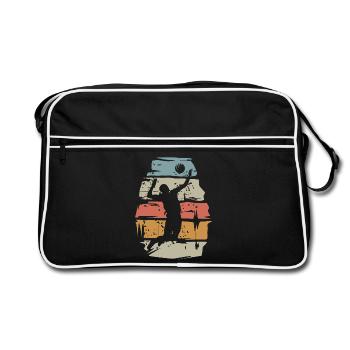 retro Volleyball Spieler - Ball Angriff scratch - Retro Tasche - Schwarz/Weiß - Vorne