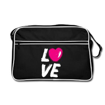 Love Love Heart Pink Wedding Comic Brush J’adore - Sac Retro - noir/blanc - Devant