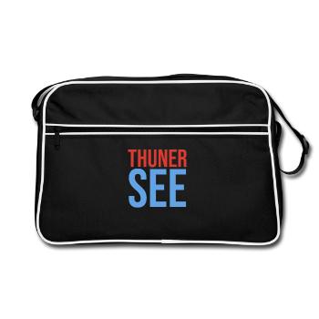 Thunersee Souvenir T-Shirt - Retro Tasche - Schwarz/Weiß - Vorne