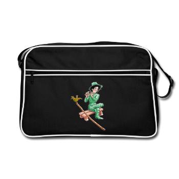the green vagabond playing the Flute - Retro Bag - black/white - Front