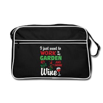 Travailler dans le jardin et boire du vin - Sac Retro - noir/blanc - Devant