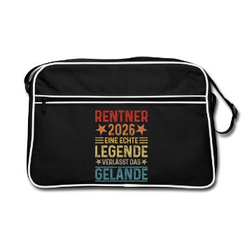 Rentner 2026 - Eine Legende verlässt das Gelände - Retro Tasche - Schwarz/Weiß - Vorne