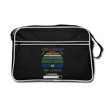 Gamer Leveln Loading Retro Sonnenburst - Retro Tasche - Schwarz/Weiß - Vorne
