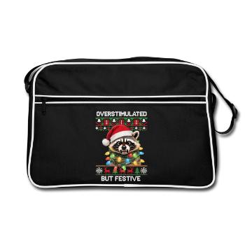 Raccoon - Overstimulated but Festive - Retro Bag - black/white - Front