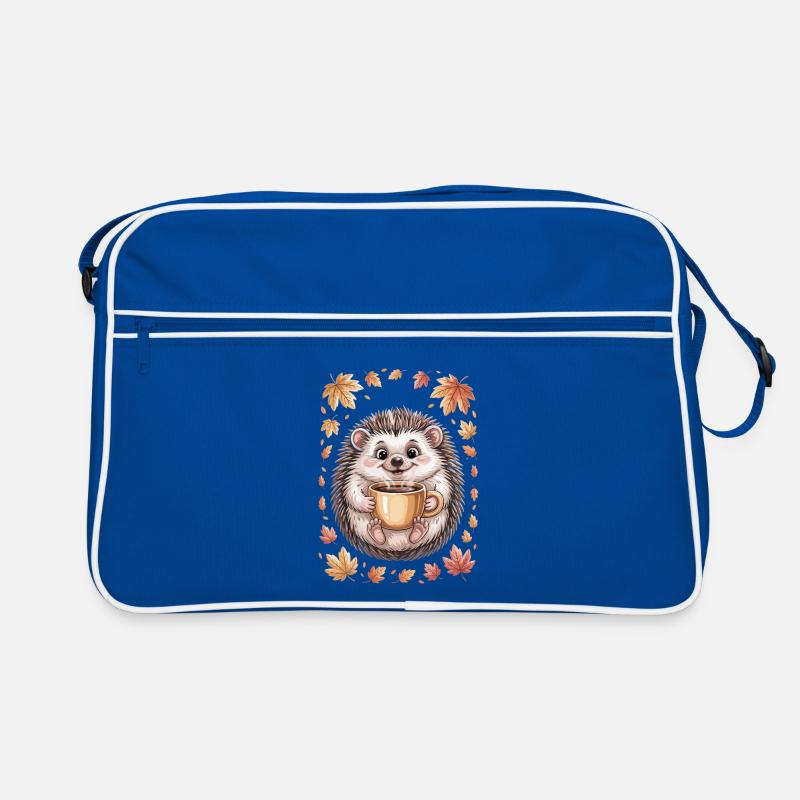 Herbstlicher Igel mit Kaffeebecher Retro Tasche