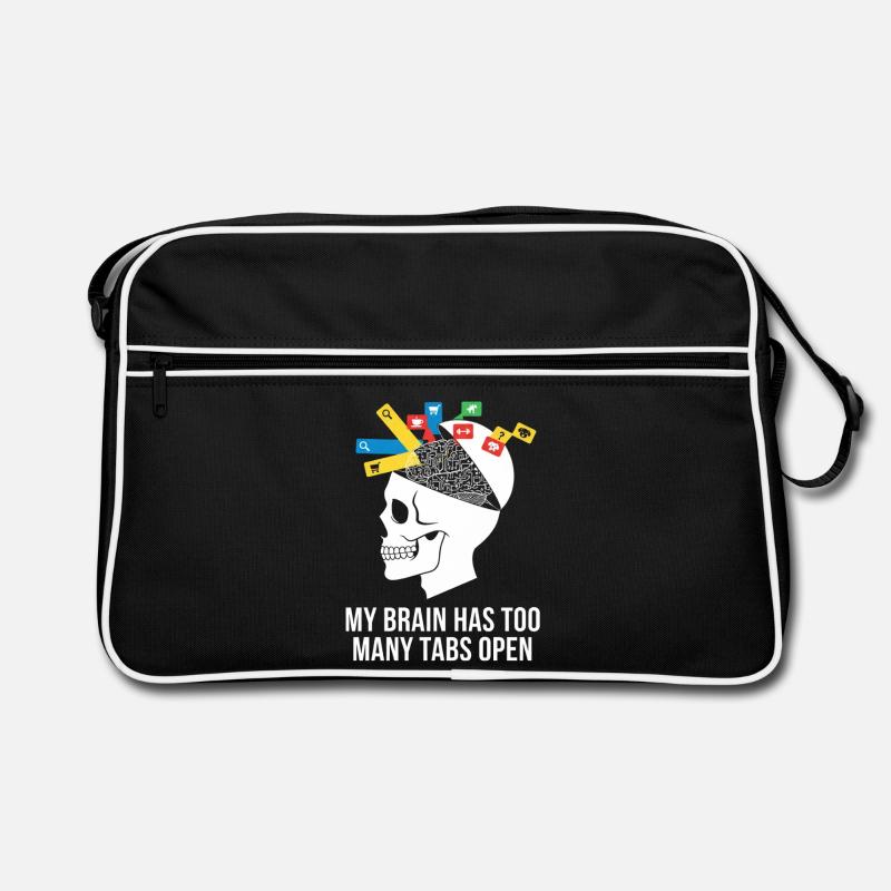 Tabs öffnen Schädelhirn Meme Retro Tasche