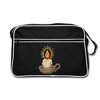 Embroidered candle – atmospheric light (printed) - Retro Bag - black/white - Front