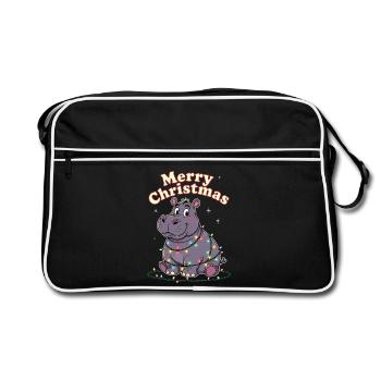 Hippopotames du Zoo de Noël d’Afrique Joyeux Noël - Sac Retro - noir/blanc - Devant